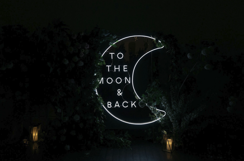 Black To The Moon & Back Neon Sign