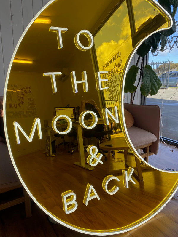 Yellow Gold To The Moon & Back Neon Sign