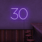 Number 30 Neon Sign