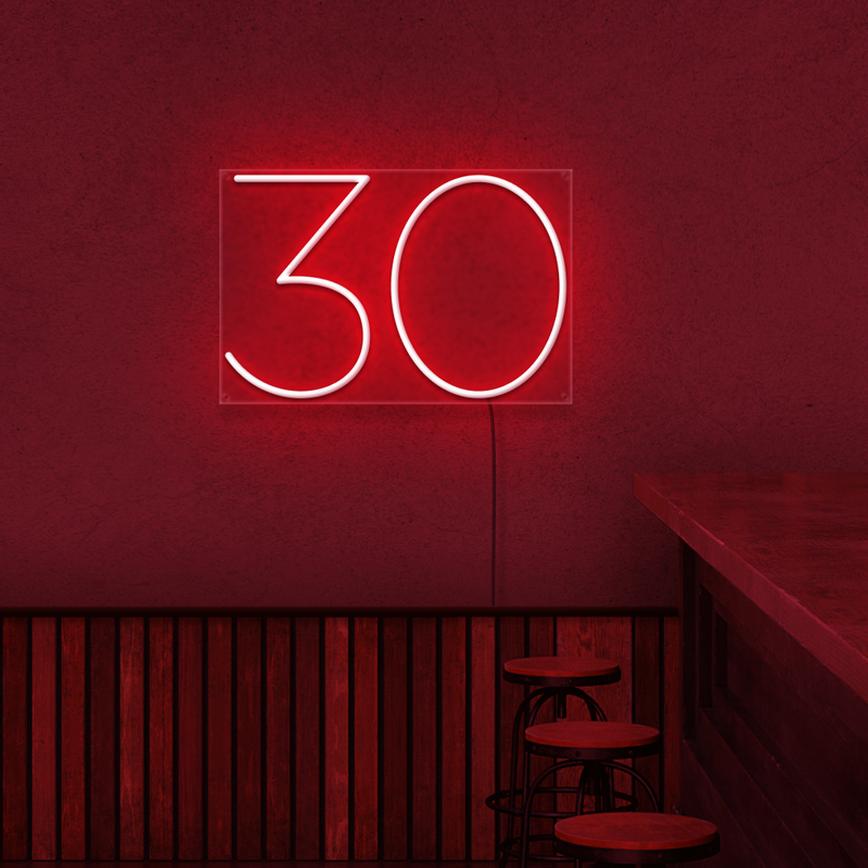 Number 30 Neon Sign
